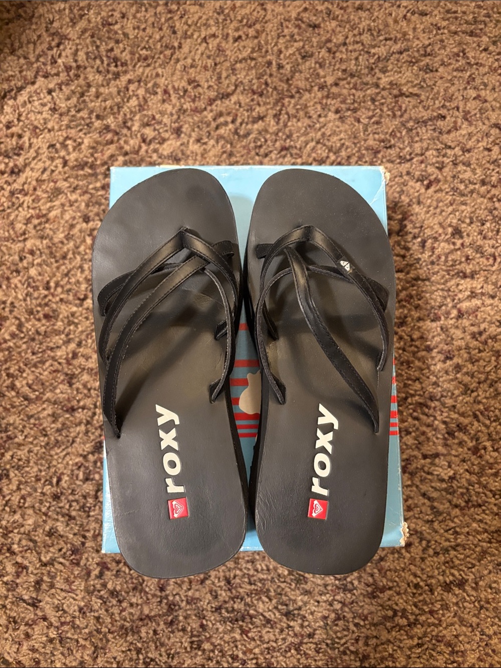Roxy Black Multi-Strap Flip Flop Sandals